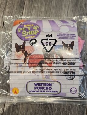 NWT Rubie's Pet Shop Western Poncho Pink F/Dog Sz S/M